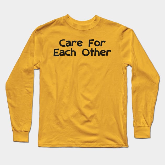 Care For Each Other 00001 (Yellow Background) Long Sleeve T-Shirt by Herbie, Angel and Raccoon